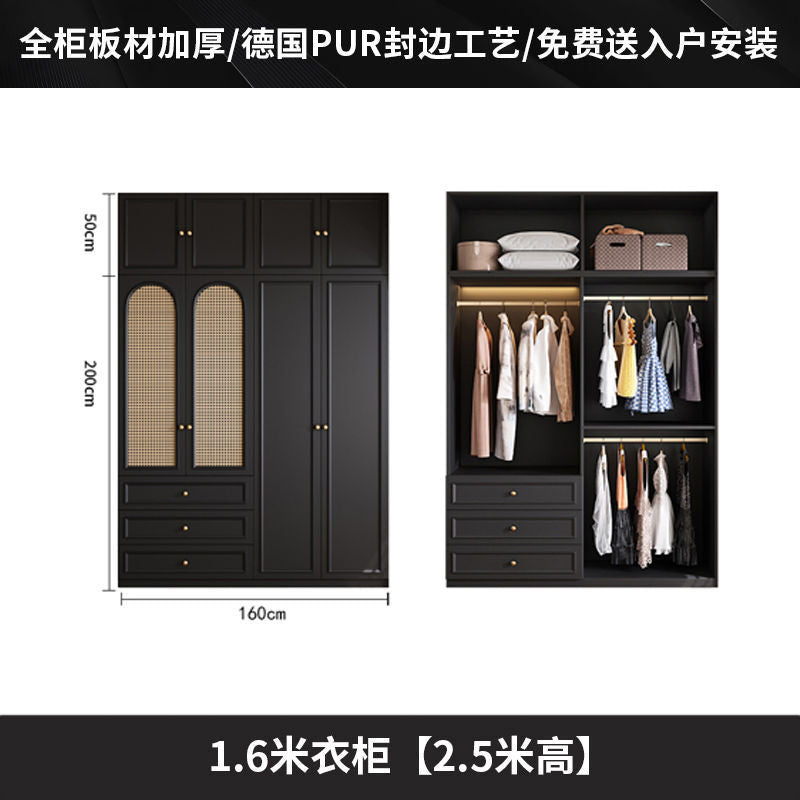 Vintage Style Wardrobe Black Cabinet Wardrobe for Home Bedroom Small Apartment Modern Simple Side Cabinet Top Cabinet Furniture Wardrobe