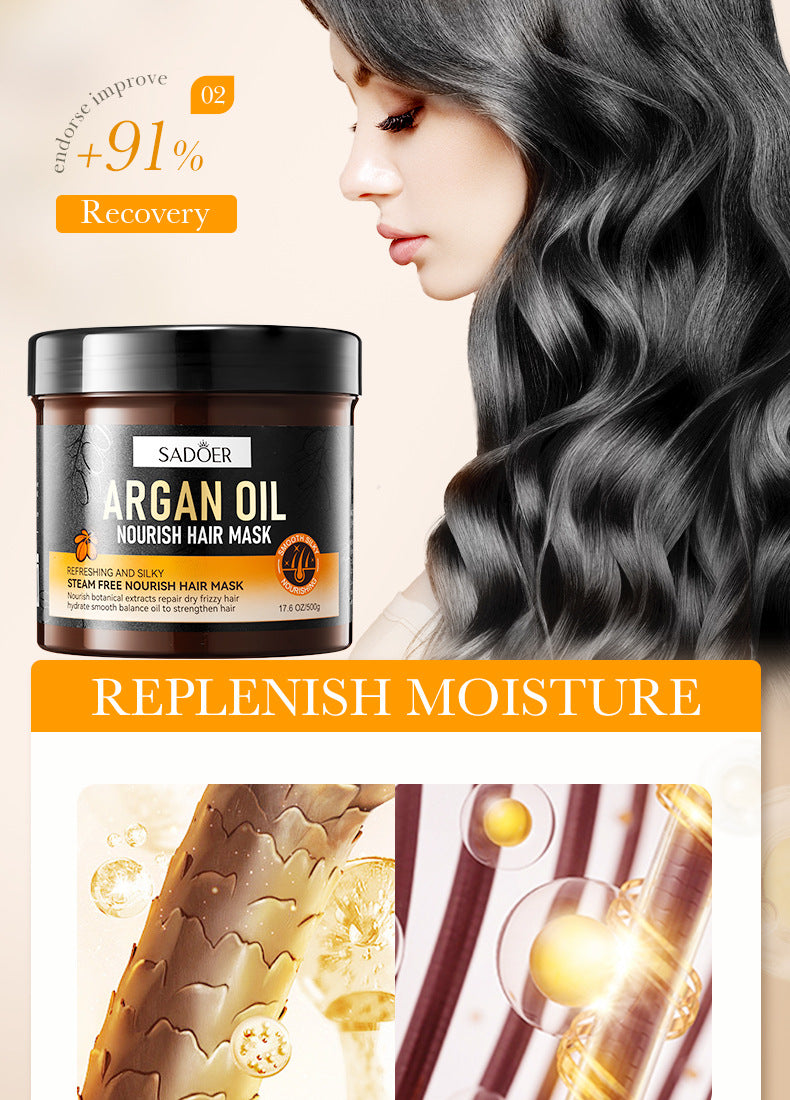 Argan Oil Shampoo500ml SADOER Smooth Anti-Dandruff Refreshing Conditioner Cross-Border Wholesale