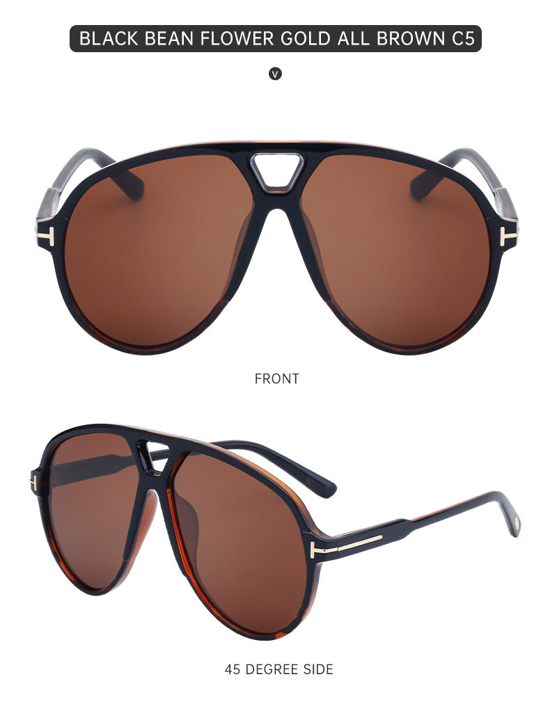 European and American Fashion Large Frame Sunglasses Sun Protection Sunglasses Men's Trendy Toad Glasses High-end Glasses sunglasses