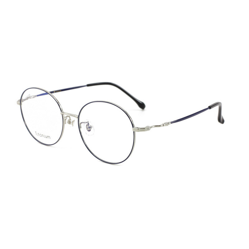 Round Frame Fashion Retro Half Titanium Glasses Frame Internet Celebrity Unisex Lightweight Metal Frame Thin Frame