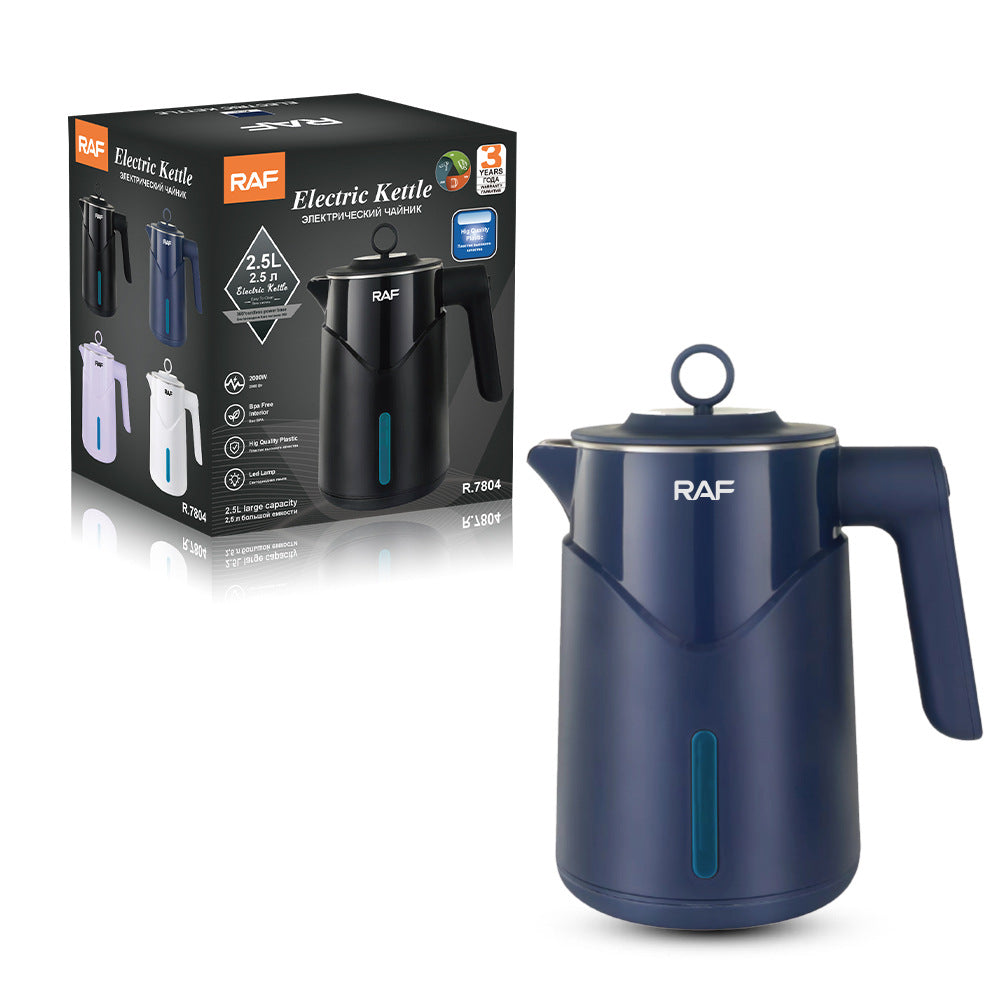 RAF European Standard Stainless Steel Electric Kettle for Home and Hotel Use, Double Layer, Anti-scald, Automatic Power-off304Seamless Integrated