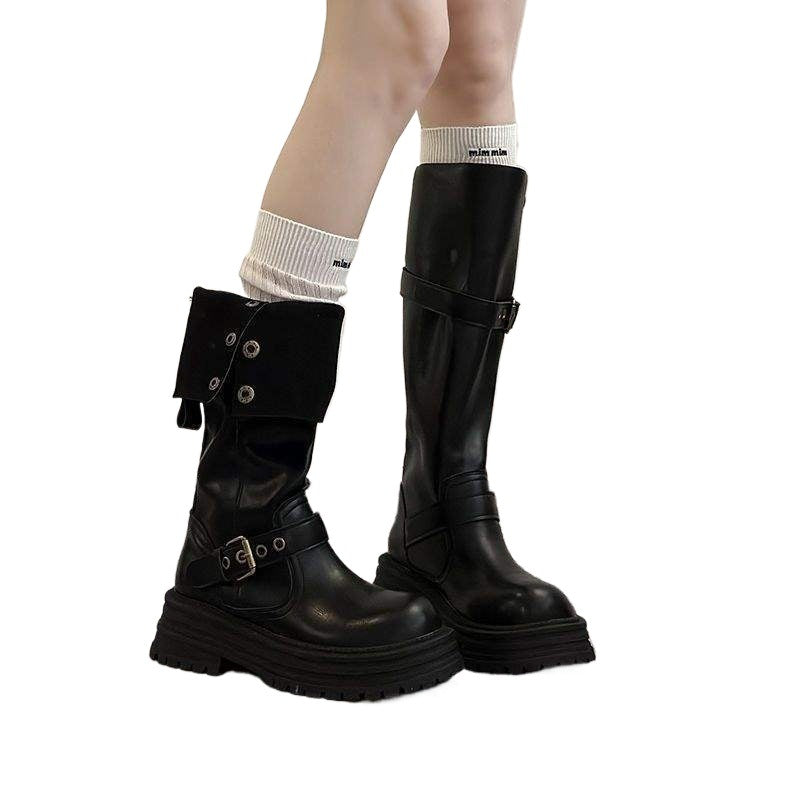 Vintage Long Boots2025Autumn and Winter New Thick Bottom British Fashion