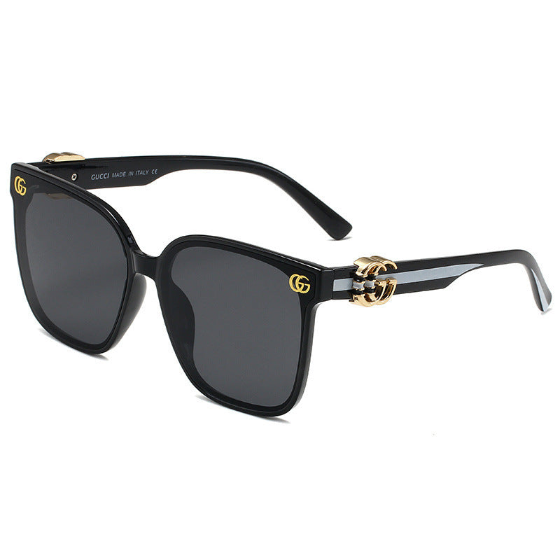 3716New Fashion Large Frame Sunglasses for Women Nylon Lens Sunglasses Internet Celebrity Street Style Face Slimming Driving Sunshade