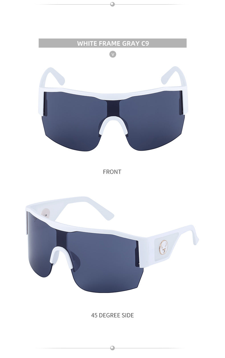 Y2K Millennium Integrated Cycling Sports Sunglasses for Women, European and American Style, Large Frame, Windproof, Half Frame Sunglasses