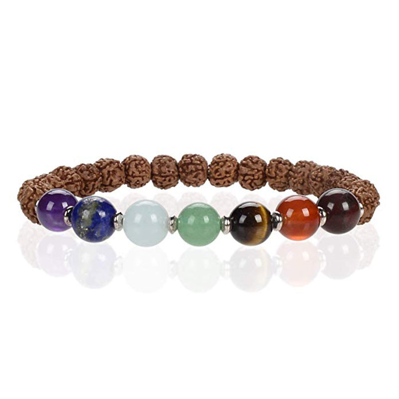 Women's White Crystal Colorful Bracelet Amethyst Vajra Buddha Bead Spacer Bracelet Natural Black Obsidian Colorful Bracelet