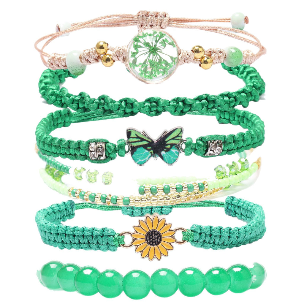 Sunflower Daisy Bracelet Adjustable Winding Rice Beads Forest Style Bracelet Women's Double Ring Butterfly Handwoven Bracelet