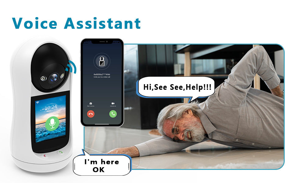 Smart Surveillance Camera with Visual Two-Way Video Call, One-Key Call, Screen, Home Baby Monitor, Infrared