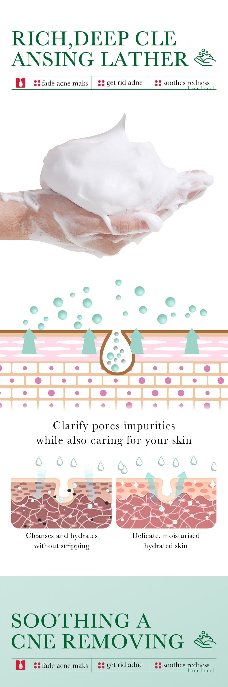 Salicylic Acid Facial Cleanser100g BIOAOUA Deep Cleansing Moisturizing Facial Cleanser  Wholesale