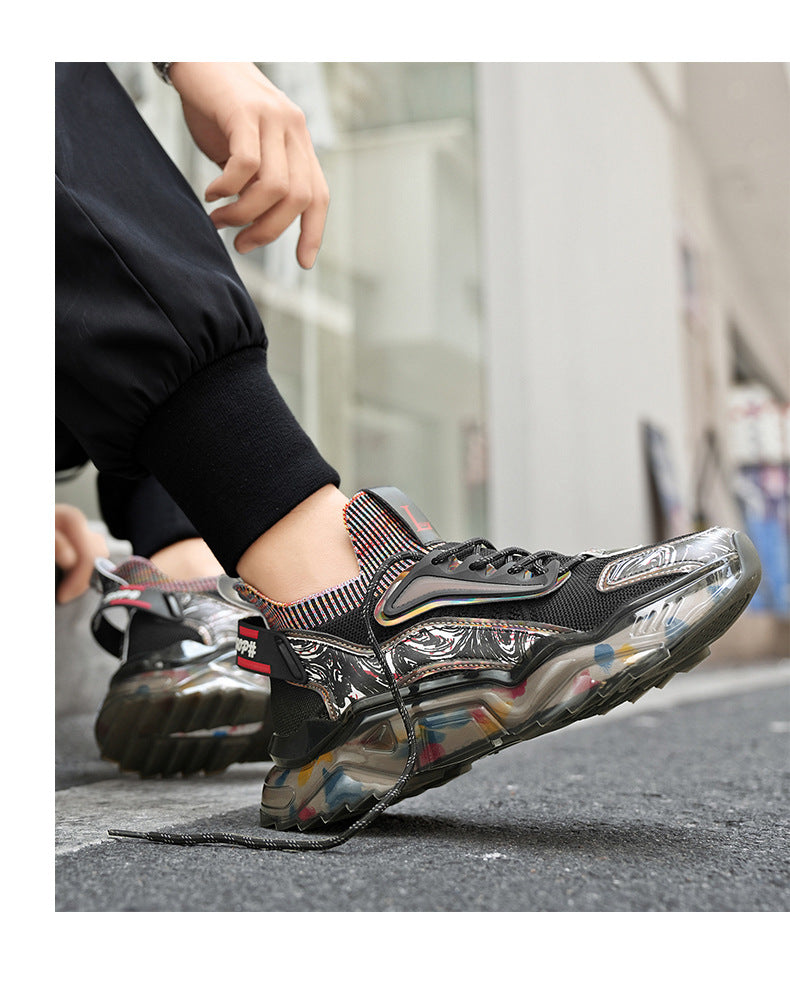 Men's Sports Shoes Autumn Non-Slip Wear-Resistant Running Shoes Versatile Youth Flyknit Breathable Mesh Shoes Retro Trendy Shoes