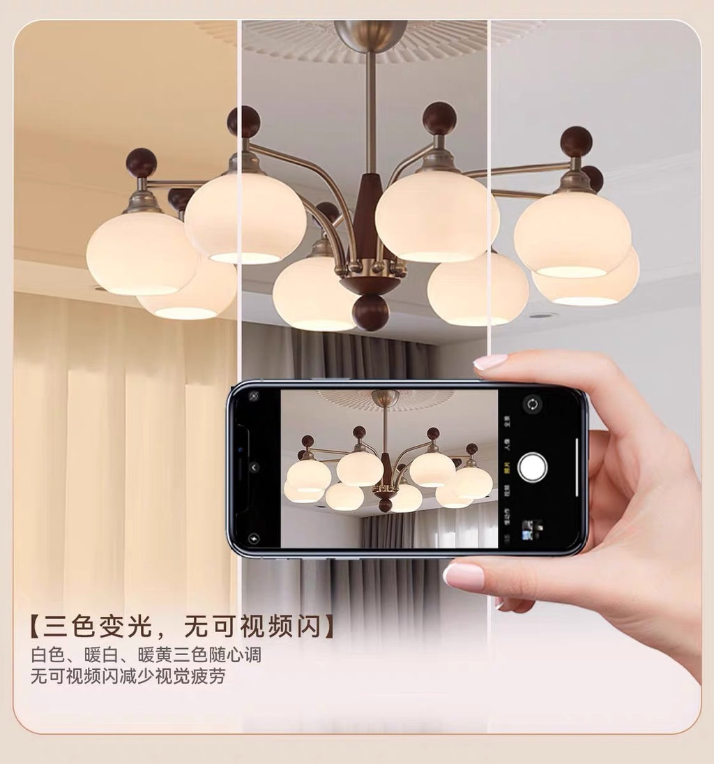 Vintage Retro Solid Wood Living Room Designer Persimmon Pendant Light Vintage French Cream Style Bedroom Living Room Dining Room Light