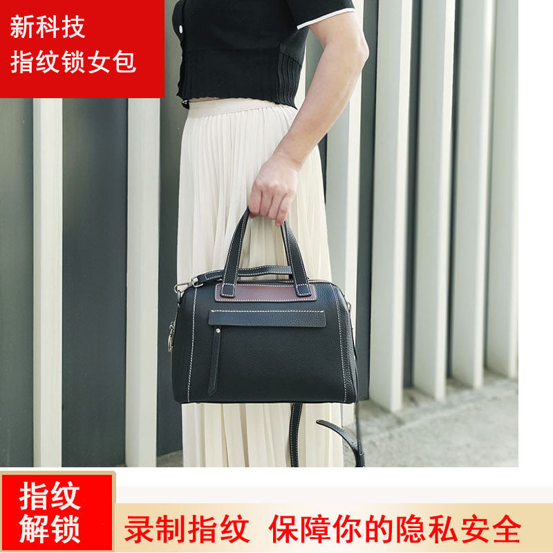 Boston Crossbody Pillow Bag Privacy Protection Fingerprint Unlock Genuine Leather Handbag Commuter Women's Bag Crossbody Bag