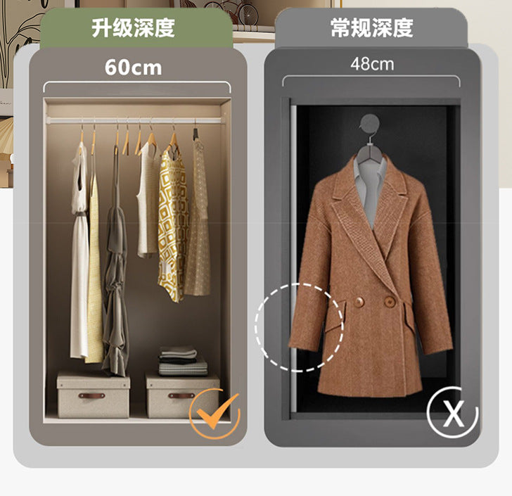 One Door to the Top Solid Wood Sliding Door Wardrobe Modern Simple Home Master Bedroom Sliding Door Large Wardrobe Cream Style