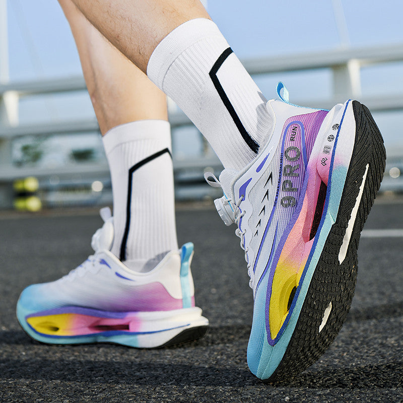 Autumn Winter New Double Mesh Thickened Knob Buckle Parent-Child Sports Shoes Real Explosive Carbon Plate Soft Sole Couple Running Shoes