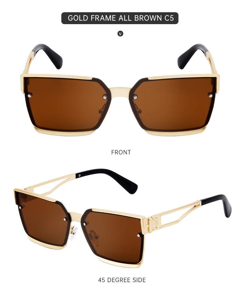 European and American Retro Punk Style Square Frame Sunglasses for Women Outdoor Sunshade Sunglasses for Men High-end Glasses Wholesale