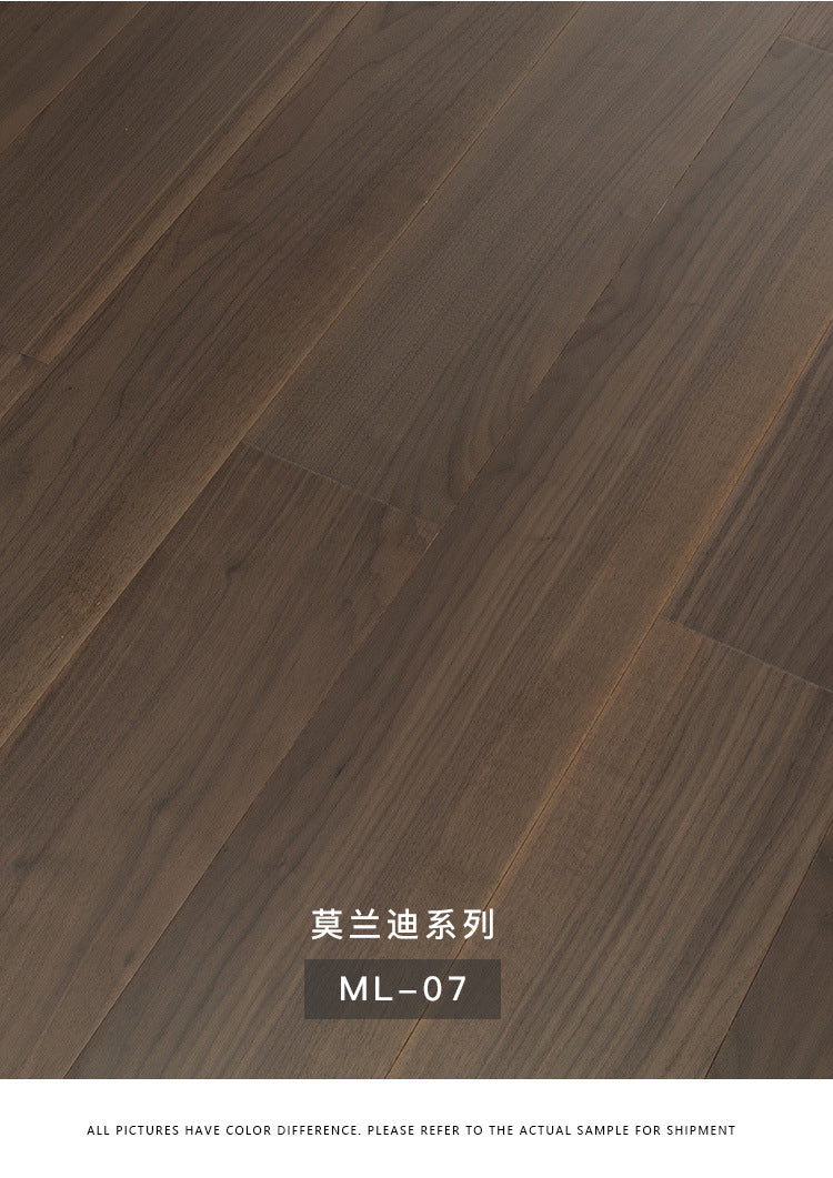 【Door-to-Door Installation】Morandi Style 15mm Lock Buckle Glue-free Installation Black Walnut New Three-layer Flooring Solid Wood