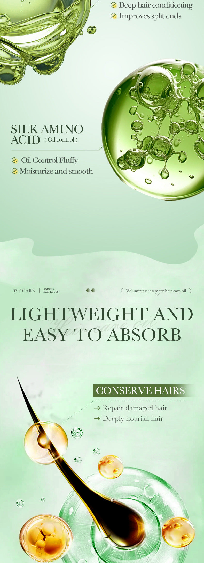 Rosemary Hair Care Essential Oil SADOER  foreign trade wholesale of essential oils for improving dry and frizzy hair