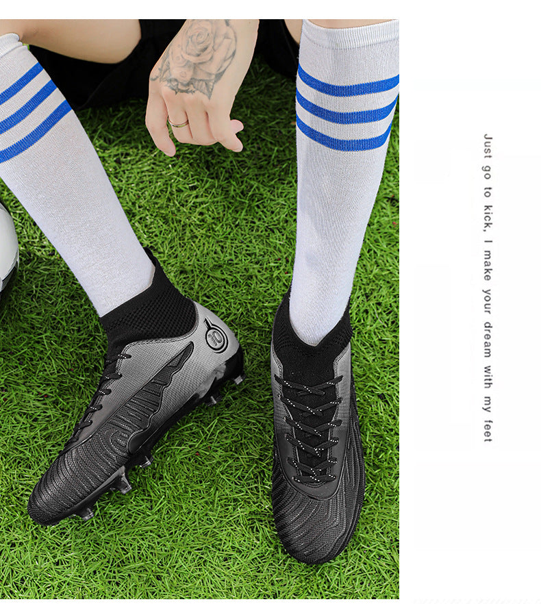 New Professional Football Shoes Boys High Top Youth Students Competition Training AG Long Spike Broken Spike Sneakers