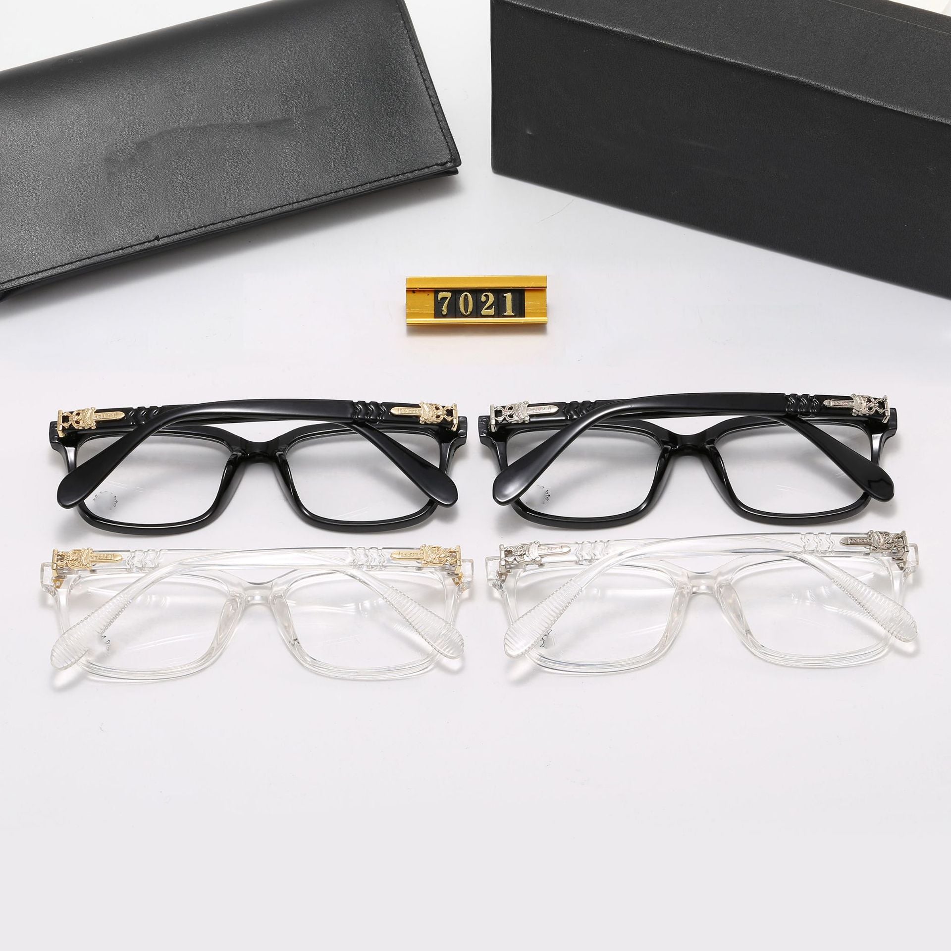 New Fashion Trend Square Frame Anti-Blue Light Non-Prescription Glasses Retro Large Frame Unisex Eyeglasses Prescription Frames7021