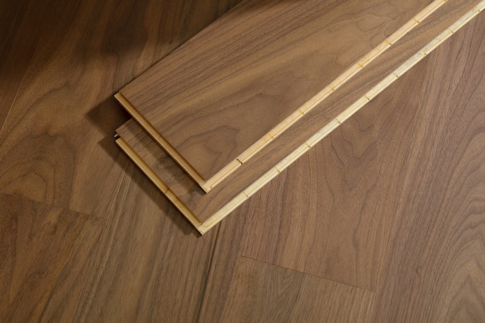 SK 1206 Full Birch Multi-layer Fire-Retardant Substrate Solid Wood Black Walnut Veneer 1.2mm Scratch-resistant Engineered Flooring