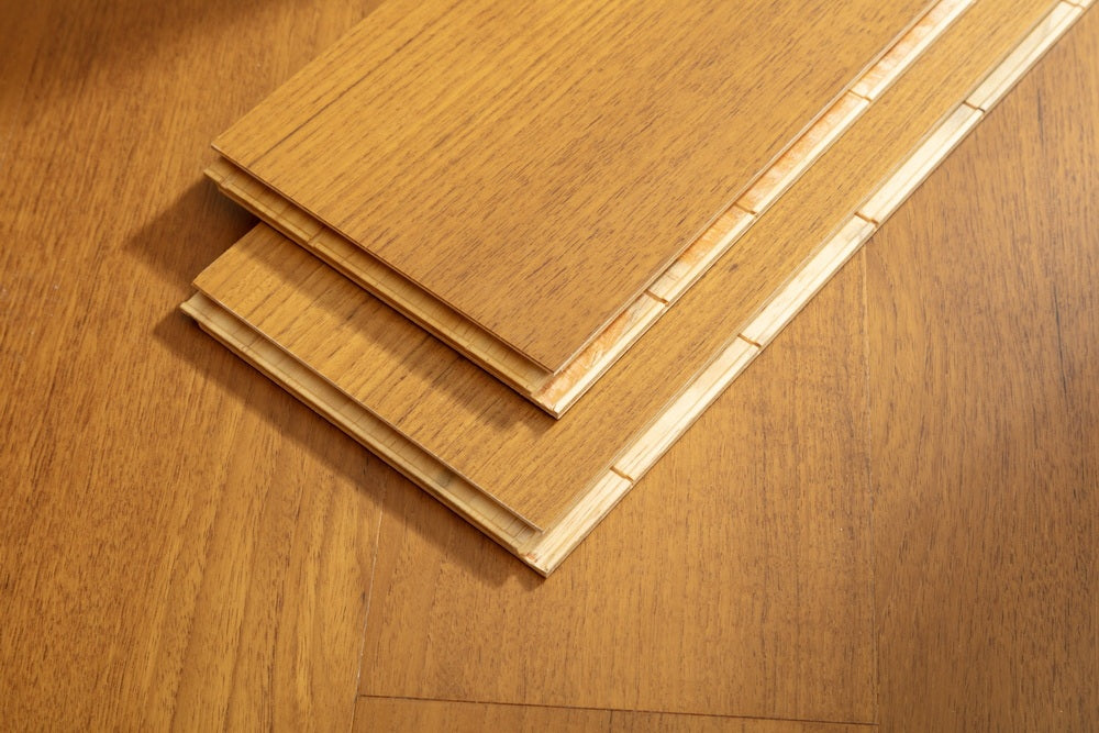 SK 1208 Full Birch Multi-layer Fire-Retardant Substrate Solid Wood Teak Veneer 1.2mm Scratch-resistant Engineered Flooring