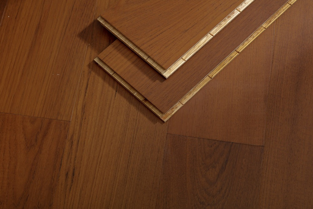 SK 1209 Full Birch Multi-layer Fire-Retardant Substrate Solid Wood Teak Veneer 1.2mm Scratch-resistant Engineered Flooring