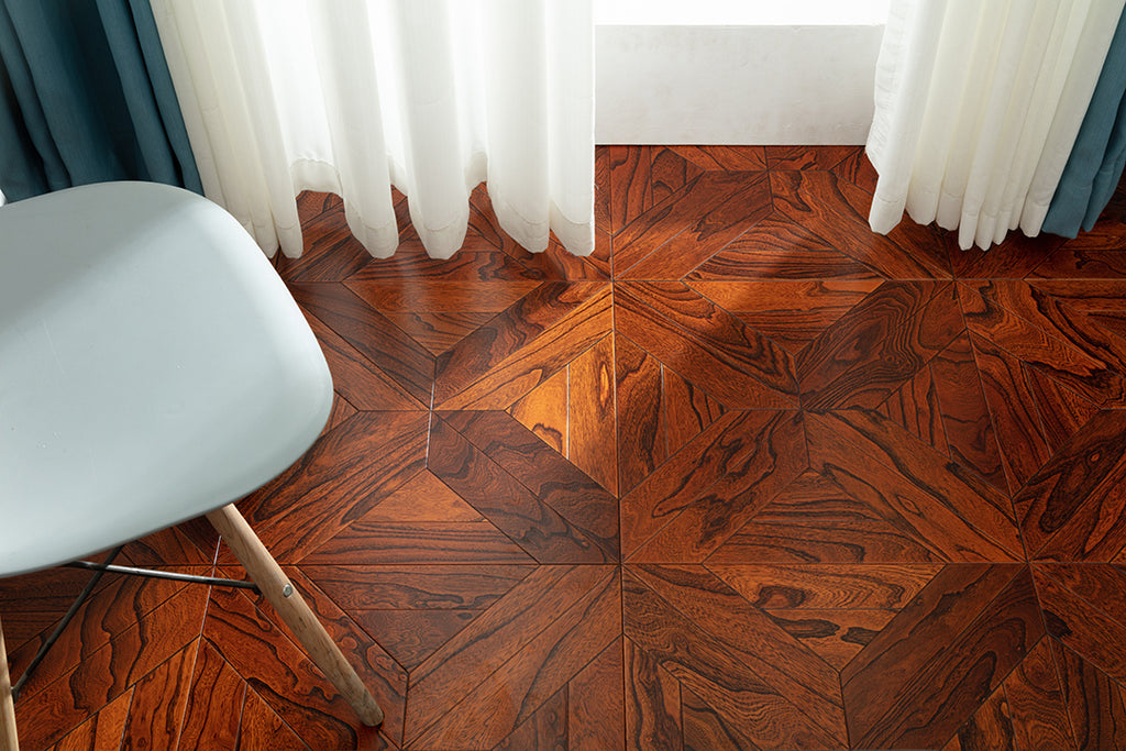 9101 Premium Elm Veneer Intarsia Craftsmanship Luxury Artistic Wood Flooring | Marquetry Art Parquet Series