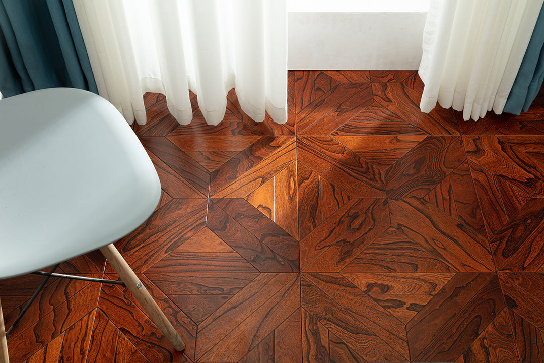 9101 Premium Elm Veneer Intarsia Craftsmanship Luxury Artistic Wood Flooring | Marquetry Art Parquet Series