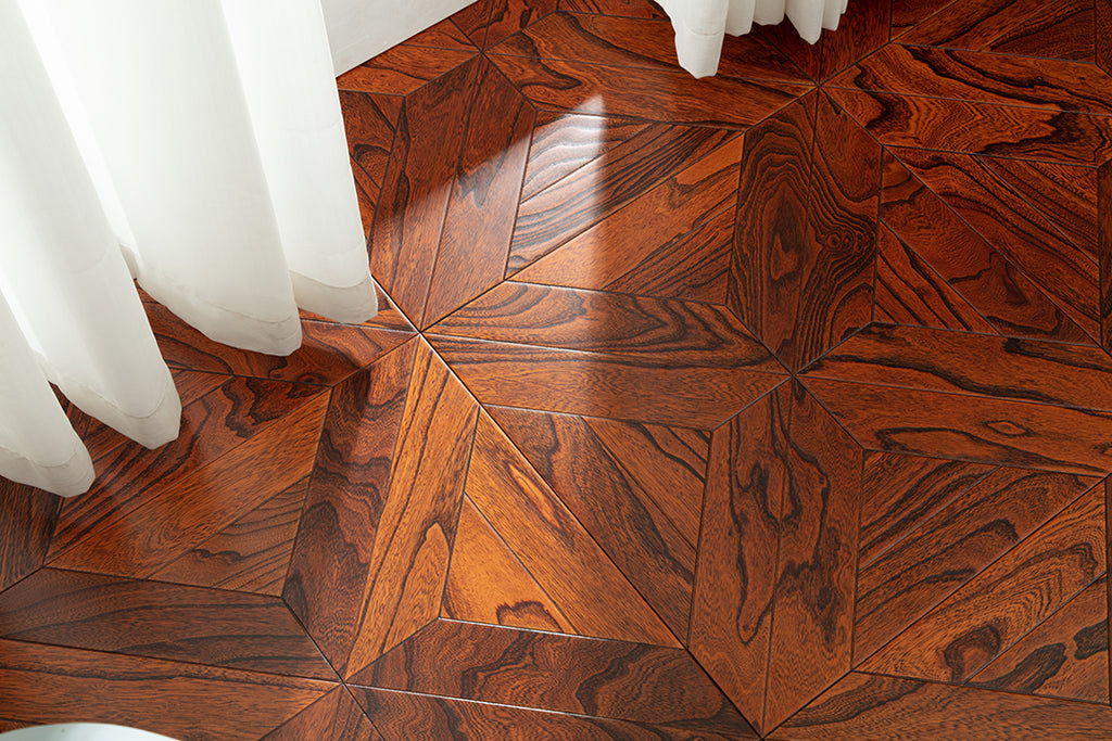 9101 Premium Elm Veneer Intarsia Craftsmanship Luxury Artistic Wood Flooring | Marquetry Art Parquet Series