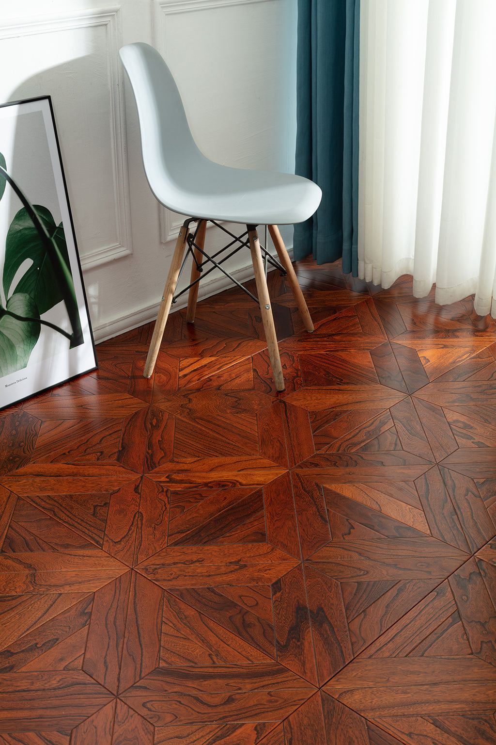 9101 Premium Elm Veneer Intarsia Craftsmanship Luxury Artistic Wood Flooring | Marquetry Art Parquet Series