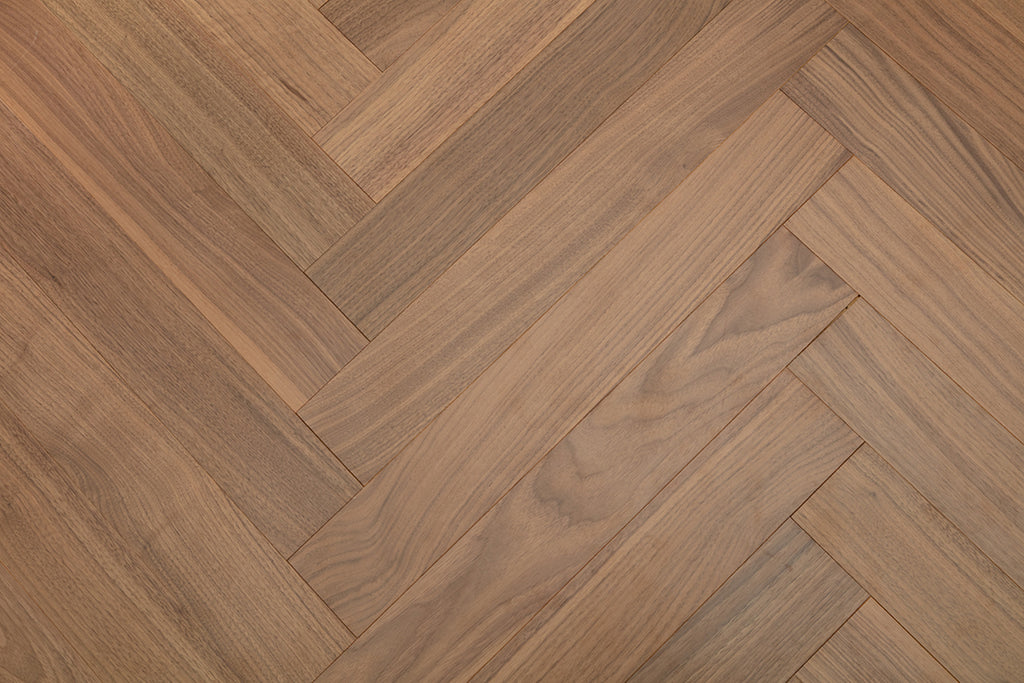 9213 Herringbone Art Parquet  Full Birch Multi-layer Core Solid Wood Black Walnut Veneer Brushed Engineered Flooring