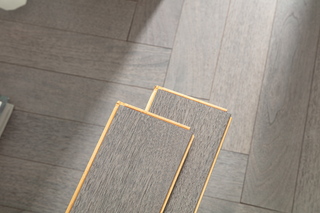 9216 Herringbone Art Parquet  Metallic UV Full Birch Multi-layer Core Solid Wood Black Walnut Veneer Brushed Engineered Flooring