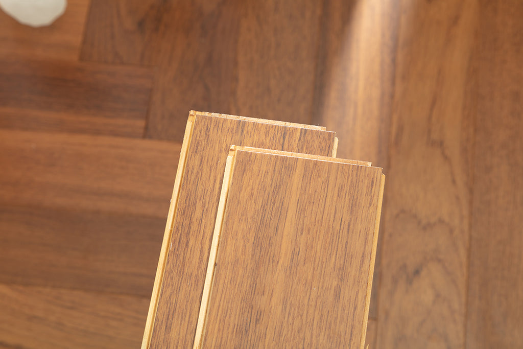 9217 Herringbone Art Parquet Full Birch Multi-layer Core Solid Wood Teak Veneer Brushed Engineered Flooring
