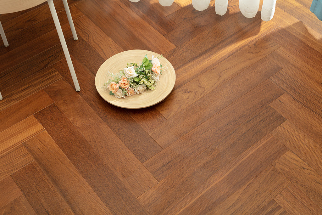 9217 Herringbone Art Parquet Full Birch Multi-layer Core Solid Wood Teak Veneer Brushed Engineered Flooring