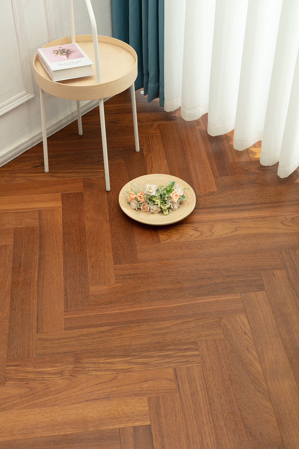 9217 Herringbone Art Parquet Full Birch Multi-layer Core Solid Wood Teak Veneer Brushed Engineered Flooring