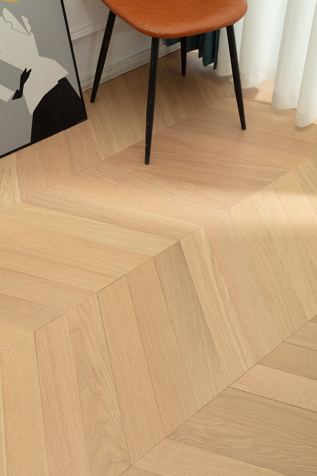 9506 Chevron Art Parquet Full Birch Multi-layer Core Solid Wood Oak Veneer Engineered Flooring