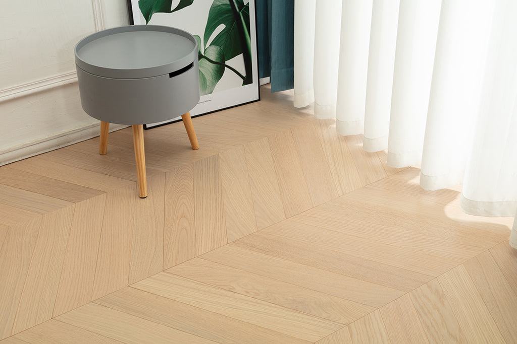 9507 Chevron Art Parquet Full Birch Multi-layer Core Solid Wood Oak Veneer Engineered Flooring