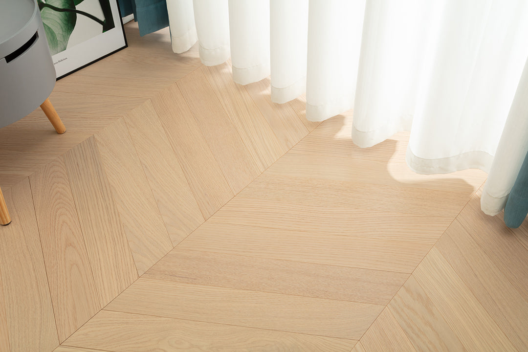 9507 Chevron Art Parquet Full Birch Multi-layer Core Solid Wood Oak Veneer Engineered Flooring