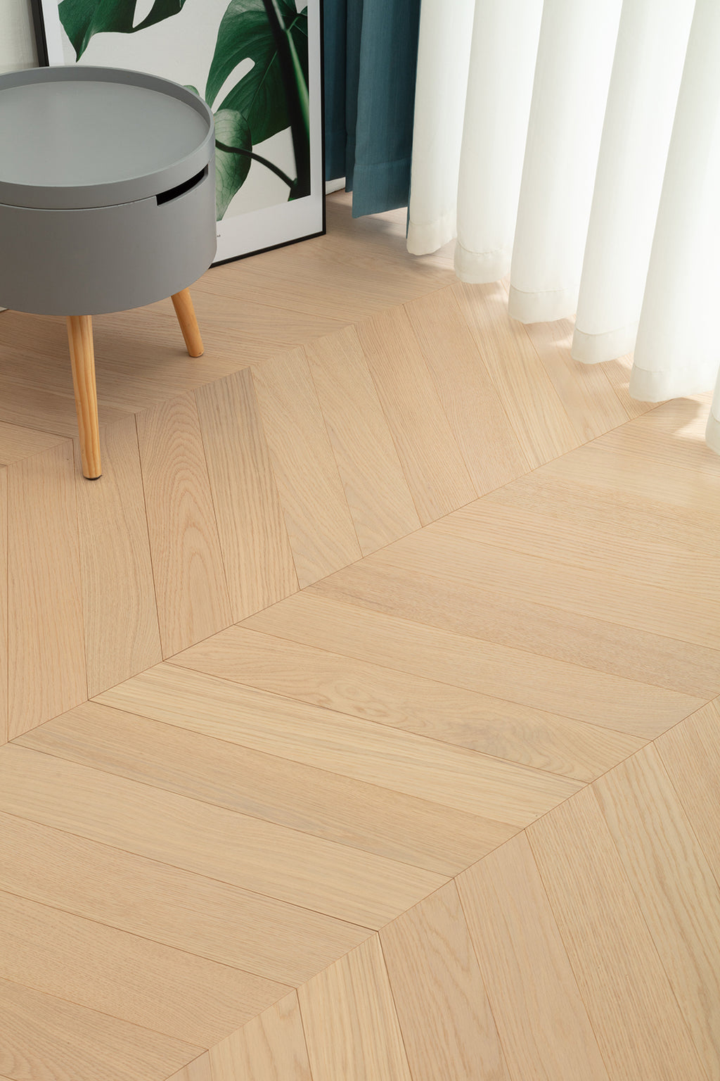 9507 Chevron Art Parquet Full Birch Multi-layer Core Solid Wood Oak Veneer Engineered Flooring