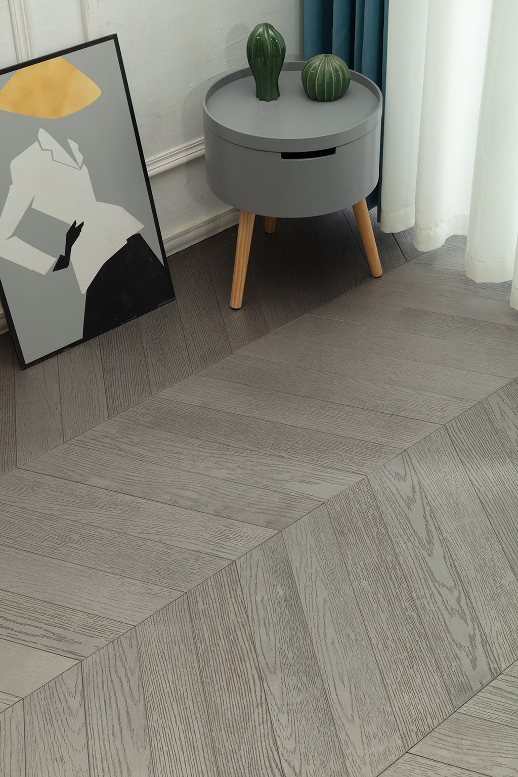 9509 Chevron Art Parquet Metallic UV Finish Full Birch Multi-layer Core Solid Wood Oak Veneer Engineered Flooring