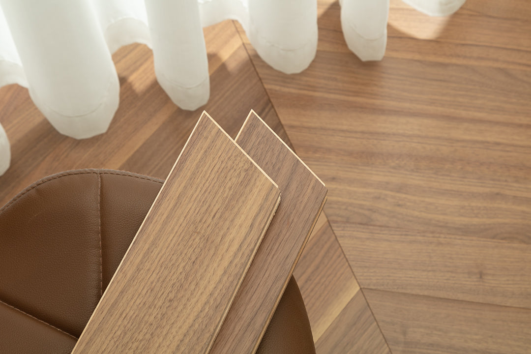 9513 Chevron Art Parquet  Full Birch Multi-layer Core Solid Wood Black Walnut Veneer Engineered Flooring