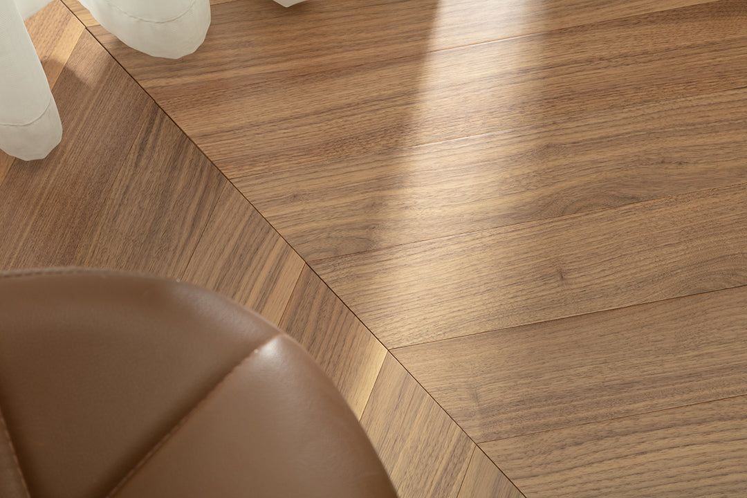 9513 Chevron Art Parquet  Full Birch Multi-layer Core Solid Wood Black Walnut Veneer Engineered Flooring
