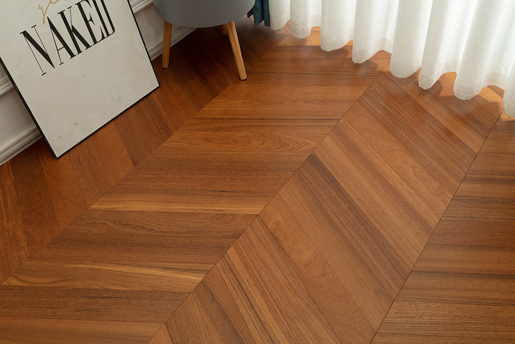 9517 Chevron Art Parquet  Full Birch Multi-layer Core Solid Wood Teak Veneer Engineered Flooring