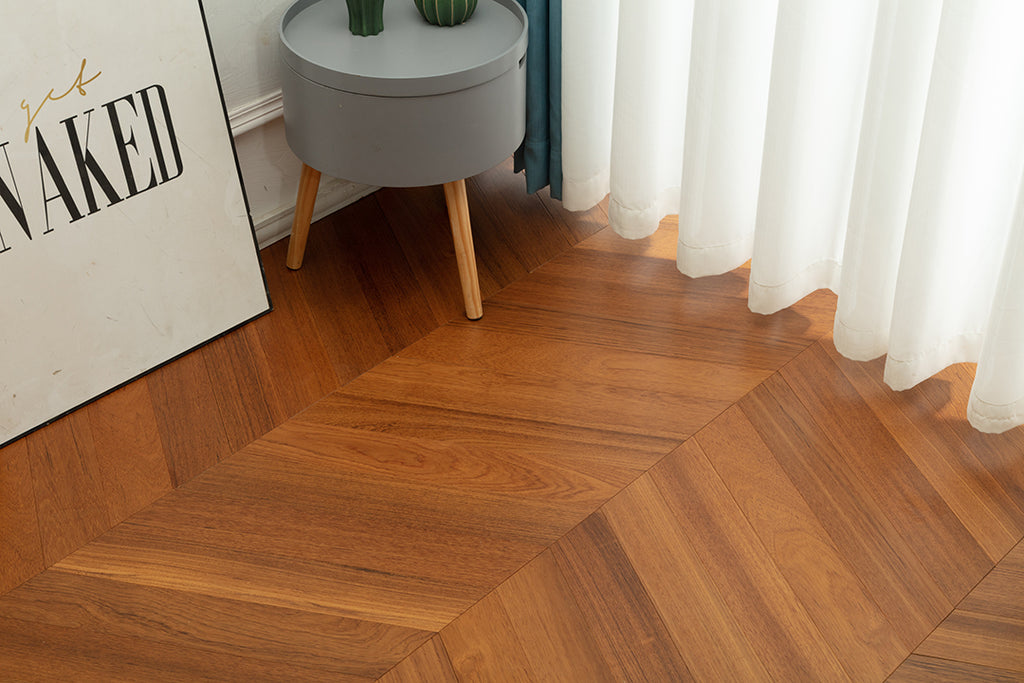9517 Chevron Art Parquet  Full Birch Multi-layer Core Solid Wood Teak Veneer Engineered Flooring