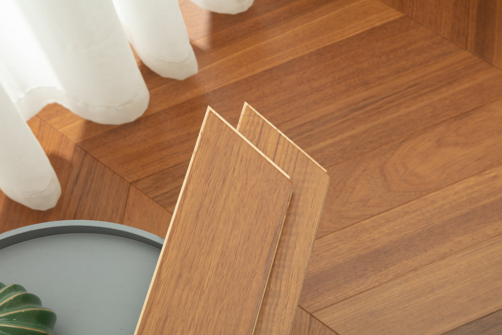 9517 Chevron Art Parquet  Full Birch Multi-layer Core Solid Wood Teak Veneer Engineered Flooring