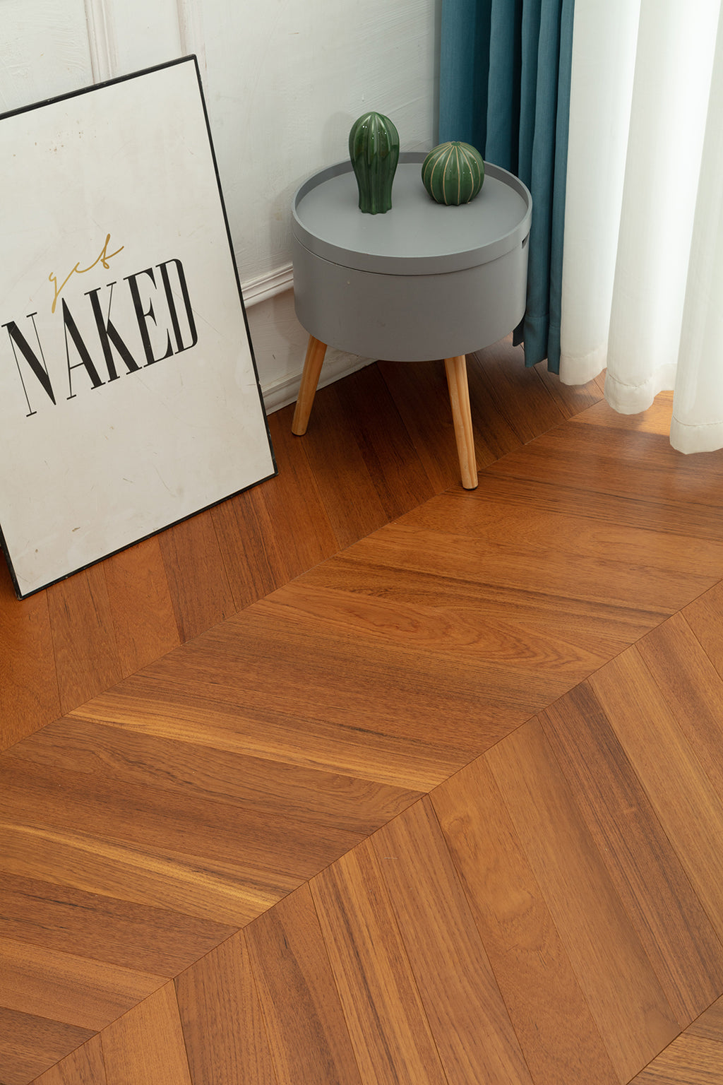 9517 Chevron Art Parquet  Full Birch Multi-layer Core Solid Wood Teak Veneer Engineered Flooring