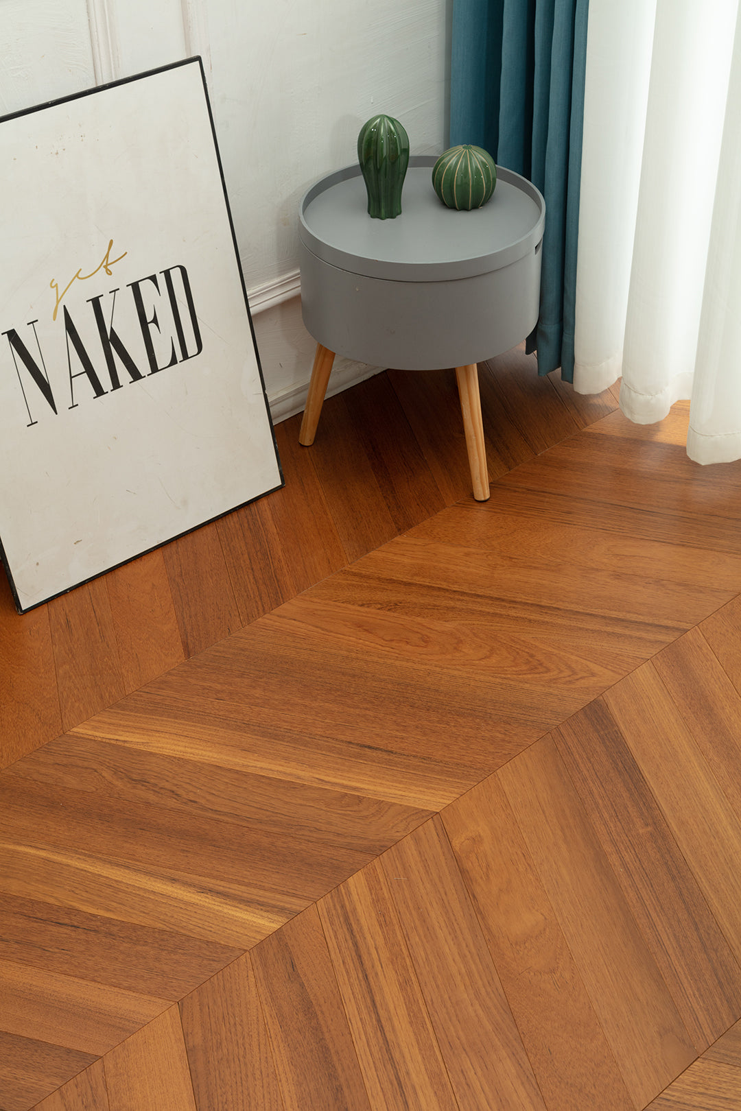 9517 Chevron Art Parquet  Full Birch Multi-layer Core Solid Wood Teak Veneer Engineered Flooring