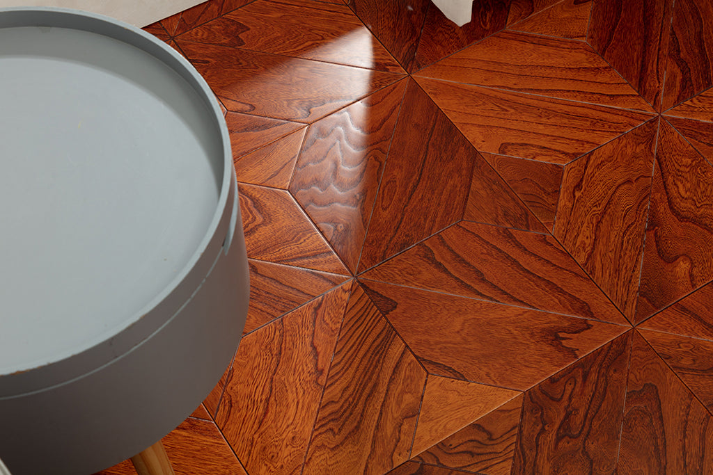 9102 Premium Elm Veneer Intarsia Craftsmanship Luxury Artistic Wood Flooring  | Marquetry Art Parquet Series