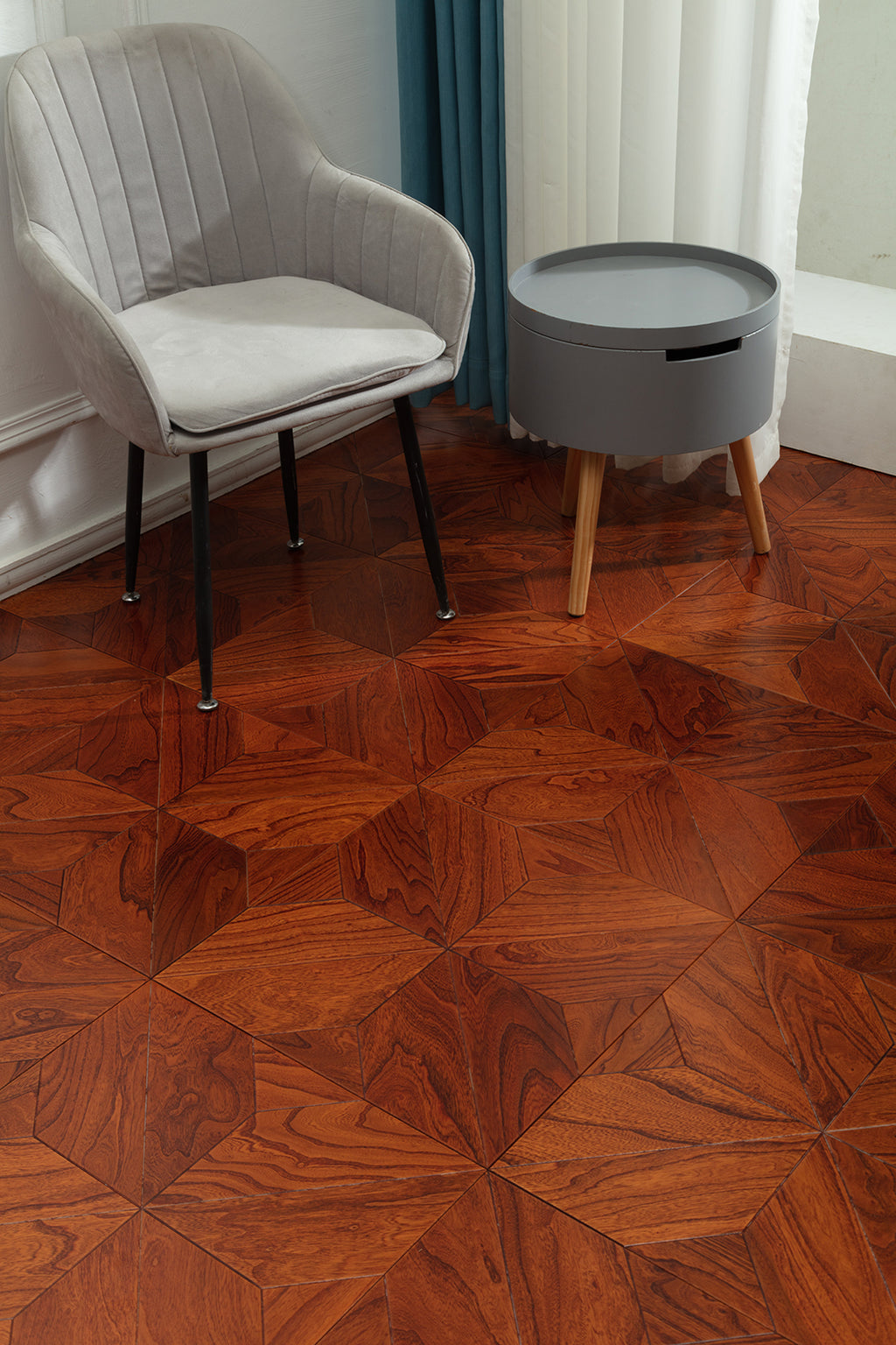 9102 Premium Elm Veneer Intarsia Craftsmanship Luxury Artistic Wood Flooring  | Marquetry Art Parquet Series