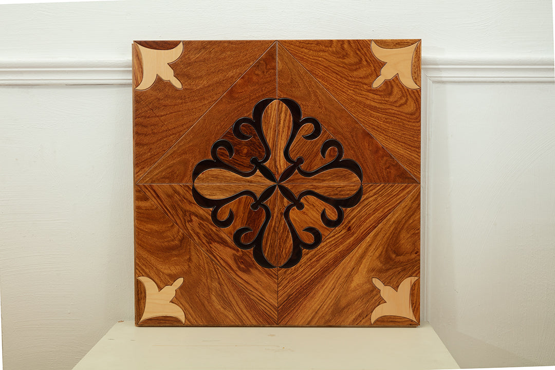 9108  Contrast Oak Scrollwork Inlay Classic Palace-Style Luxury Art Wood Flooring | Marquetry Art Parquet Series