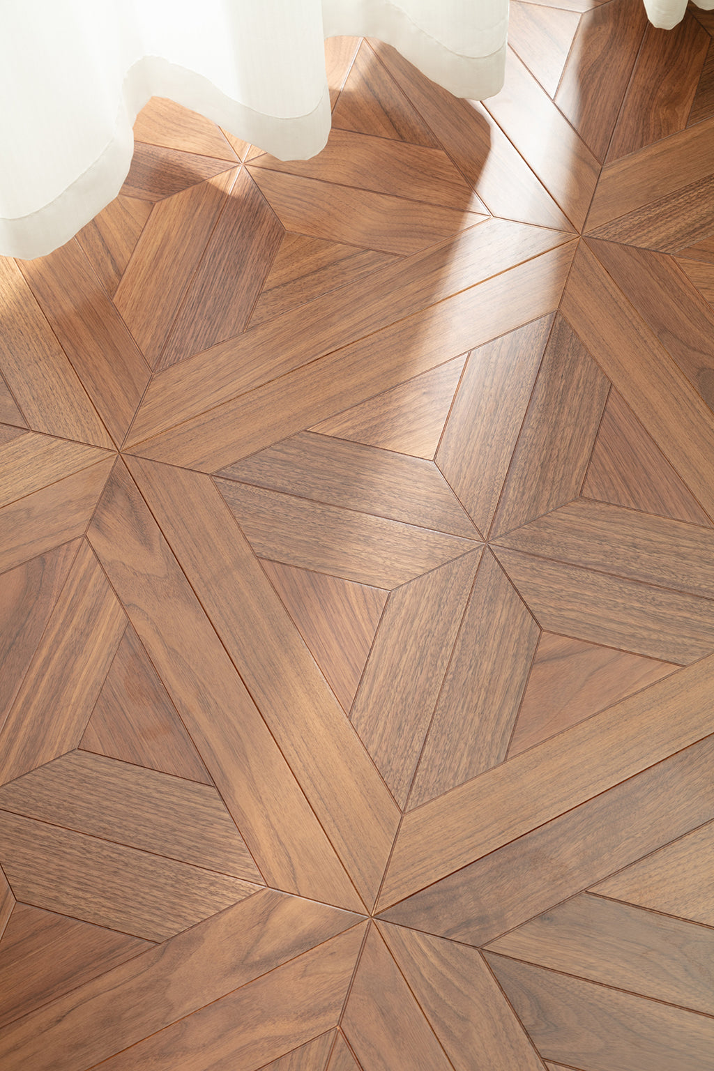 9150 Premium Black Walnut Starburst Geometric Parquet Timeless Mid-Century Luxury Art Wood Flooring |  Marquetry Art Parquet Series
